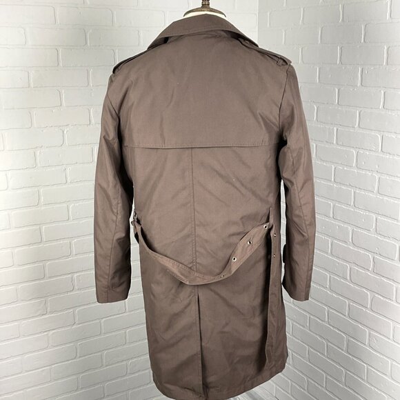 Savile Row London Coat Men Medium 42‎ Brown Kingston Trench Rain Belt Warmer VTG - Picture 4 of 16
